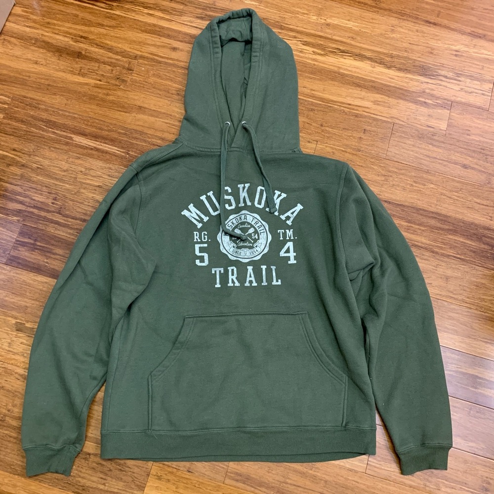 Fundy Resortwear Muskoka Trail Graphic Hoodie Green Cotton Polyester Mens Size M